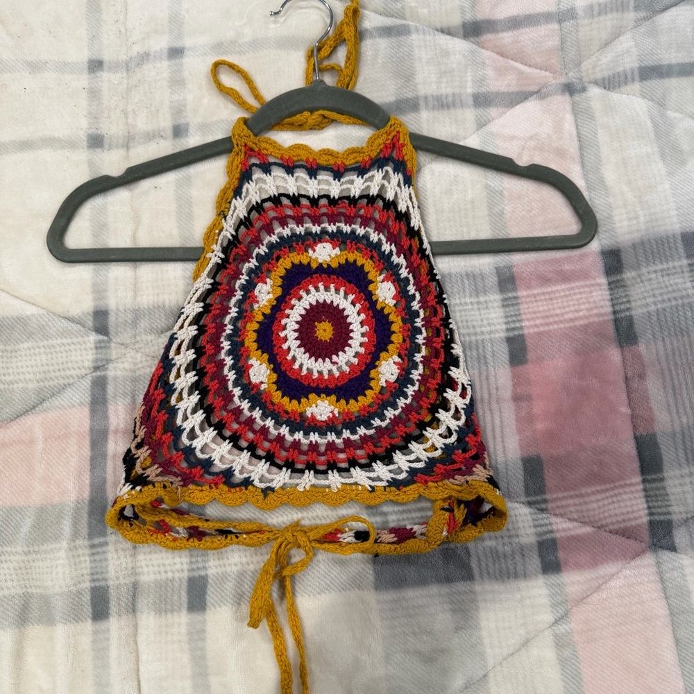 Multicolor Crochet Halter Top